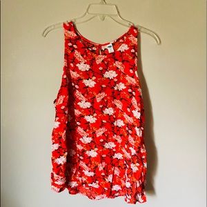 Floral Orange Okd Navy Tank
